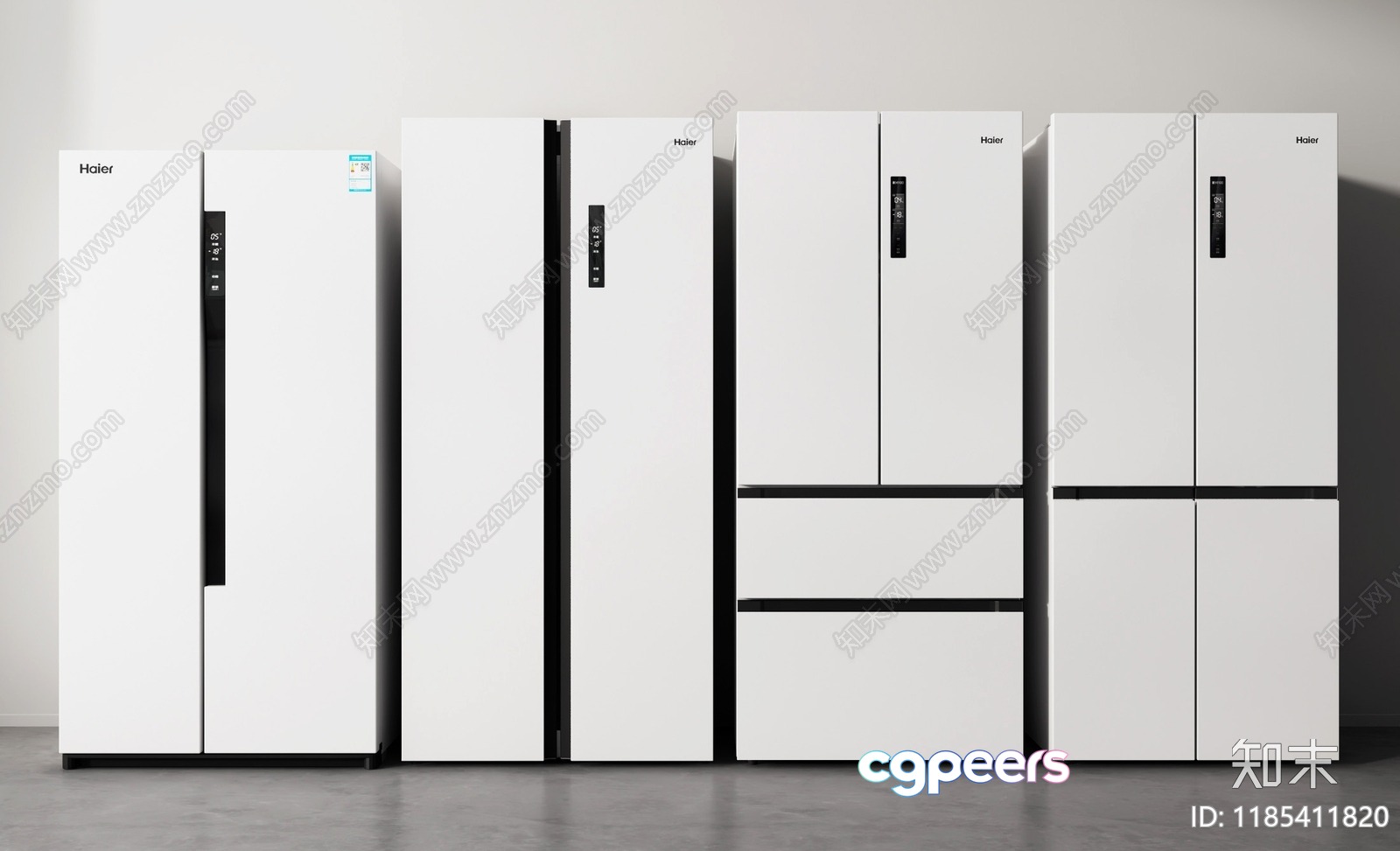 Modern White Refrigerators 3D Model - 18390 - VRAY Render