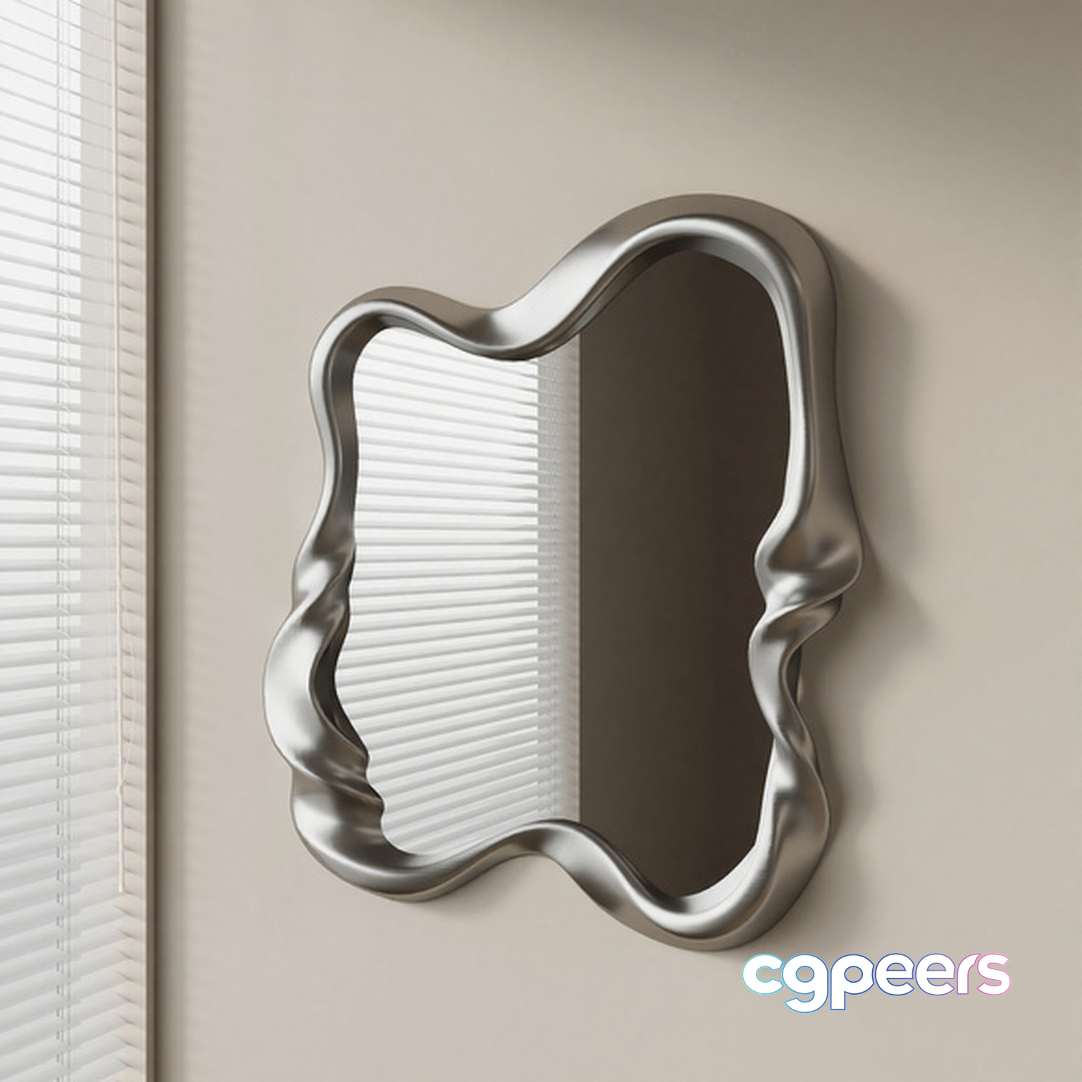 A Silver Mirror With A Wavy Frame 3D Model - 4846 - VRAY Render A Silver Mirror With A Wavy Frame 3D Model - 4846 - VRAY Render
