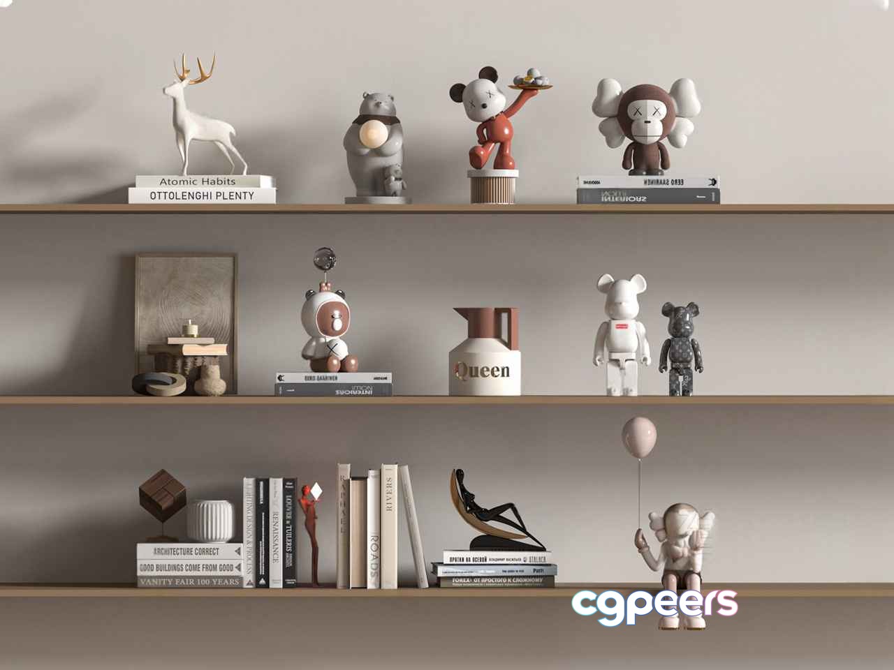 Modern Decorative Shelves 3D Model - 10524 - VRAY Render