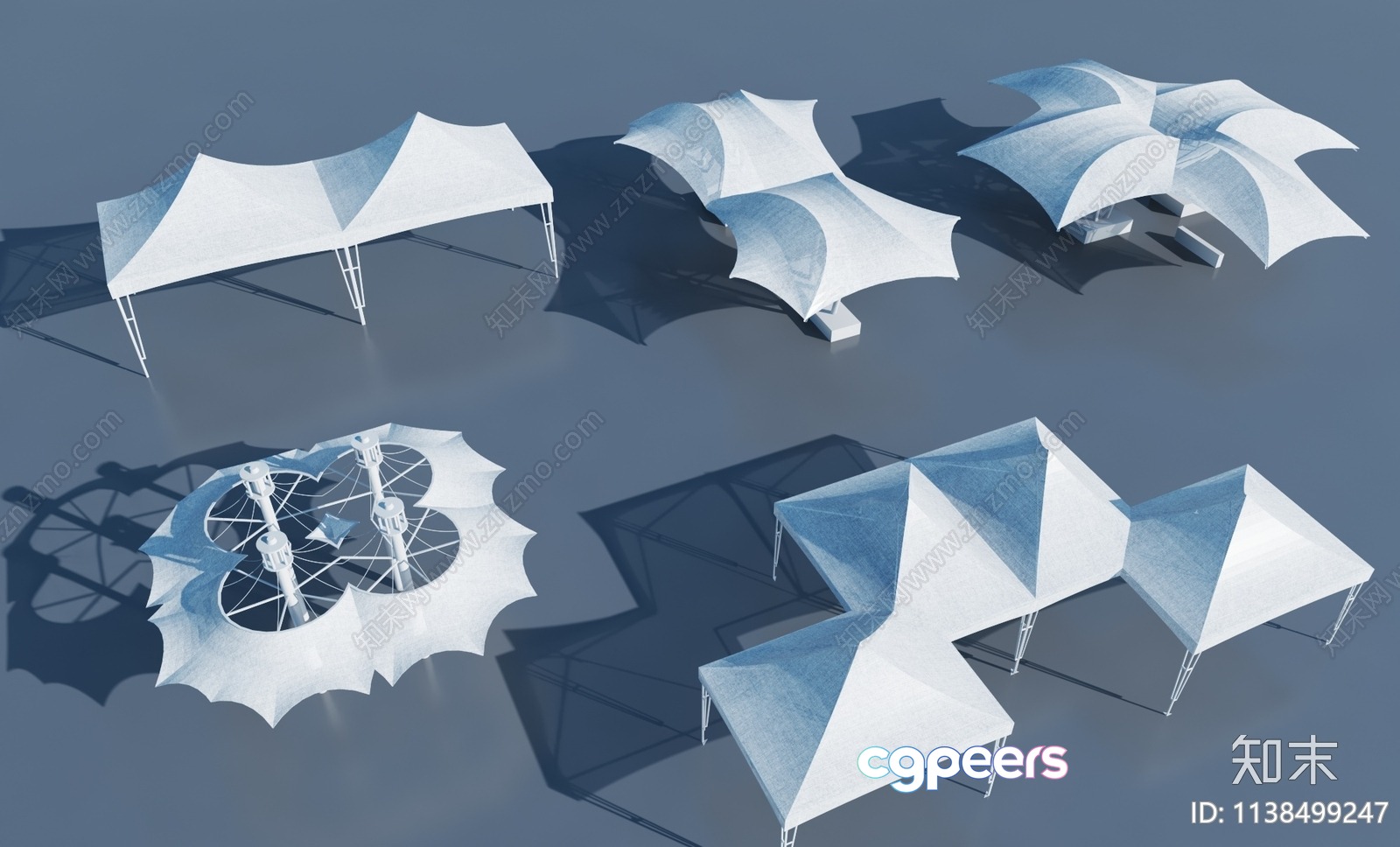 A 3D Rendering Of A White Tent With A Unique Design Showcasing 3D Model - 11186 - VRAY Render