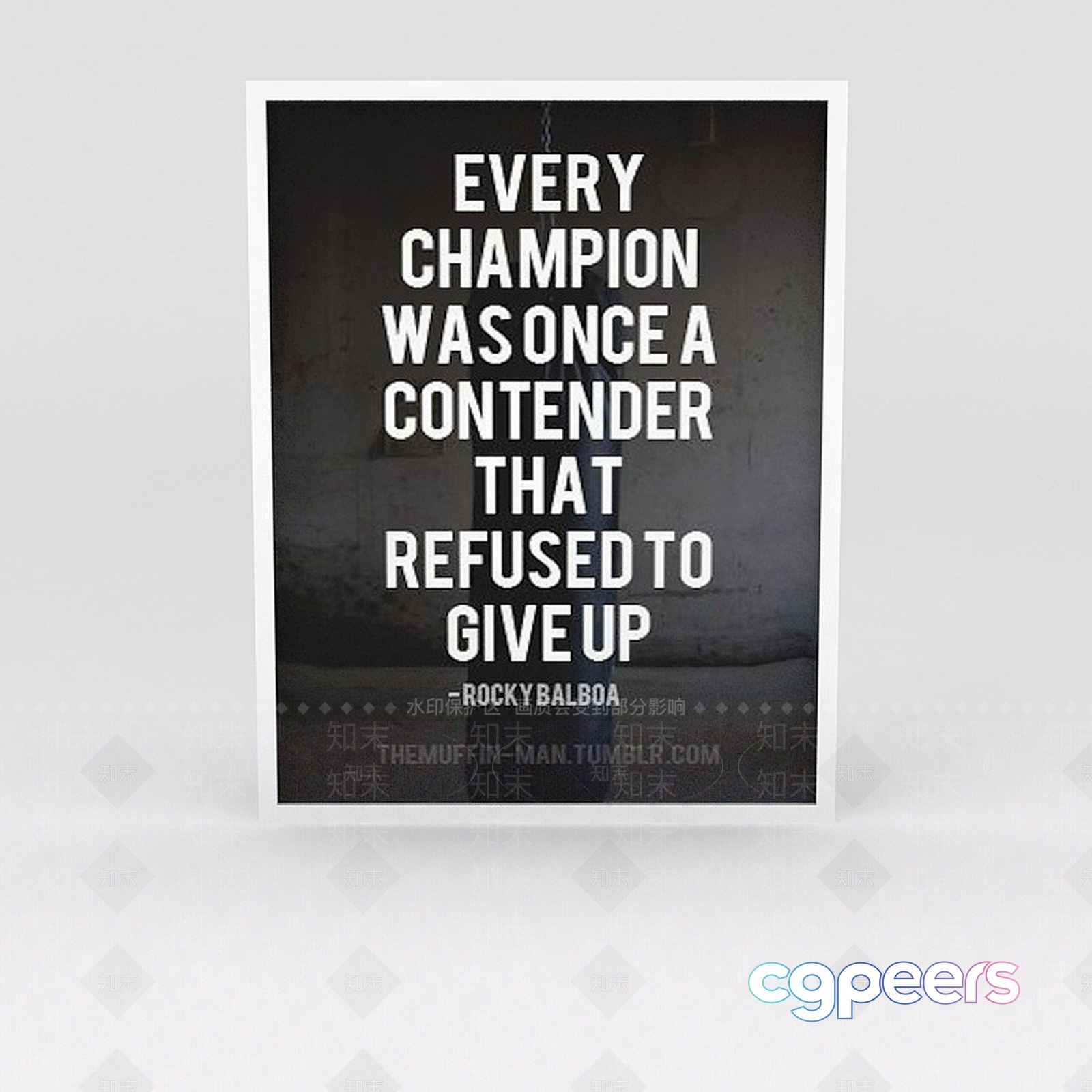 The Single Main Subject Is A Motivational Poster With A Quote From Rocky Balboa 3D Model - 7326 - VRAY Render