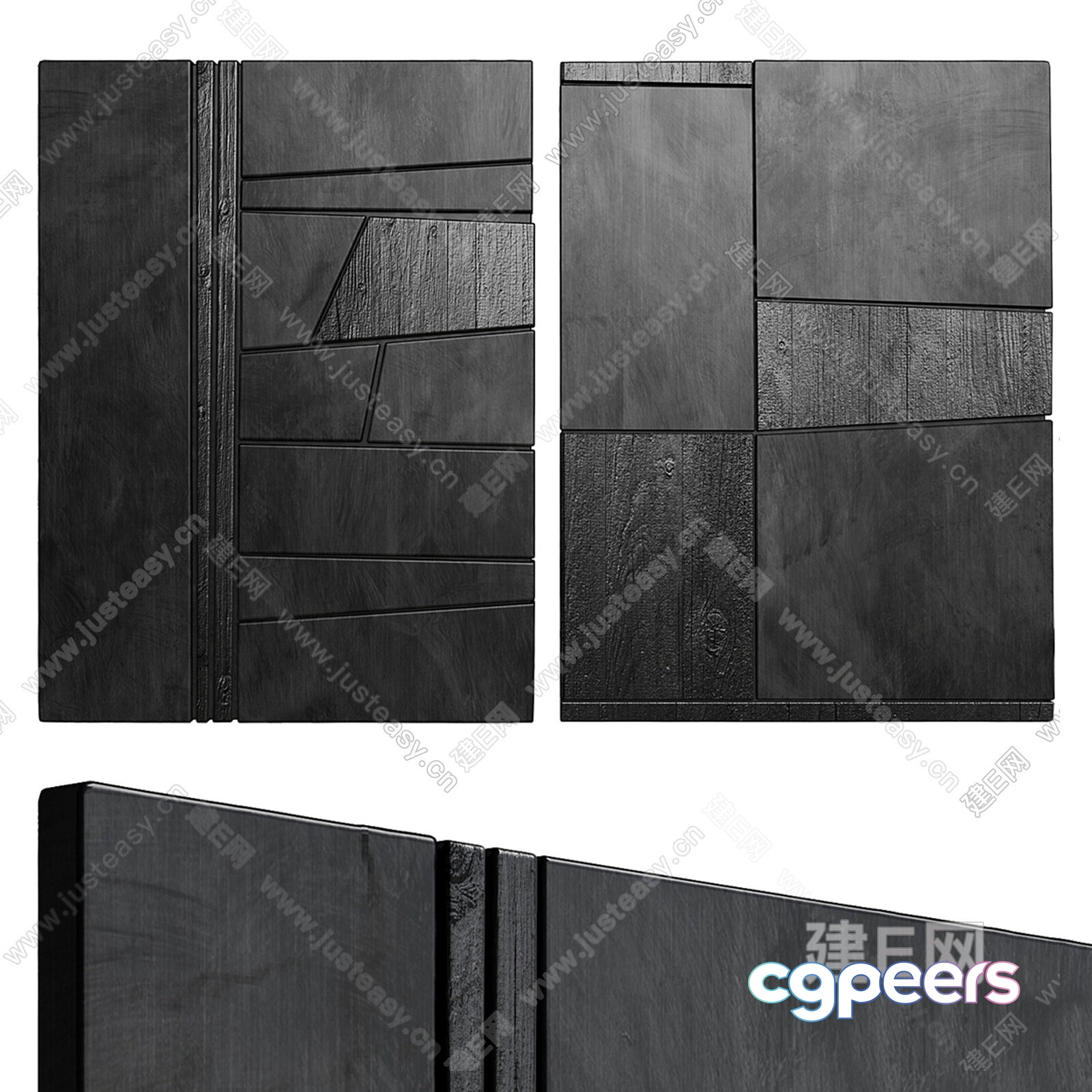 A Black Wooden Panel 3D Model - 11455 - VRAY Render