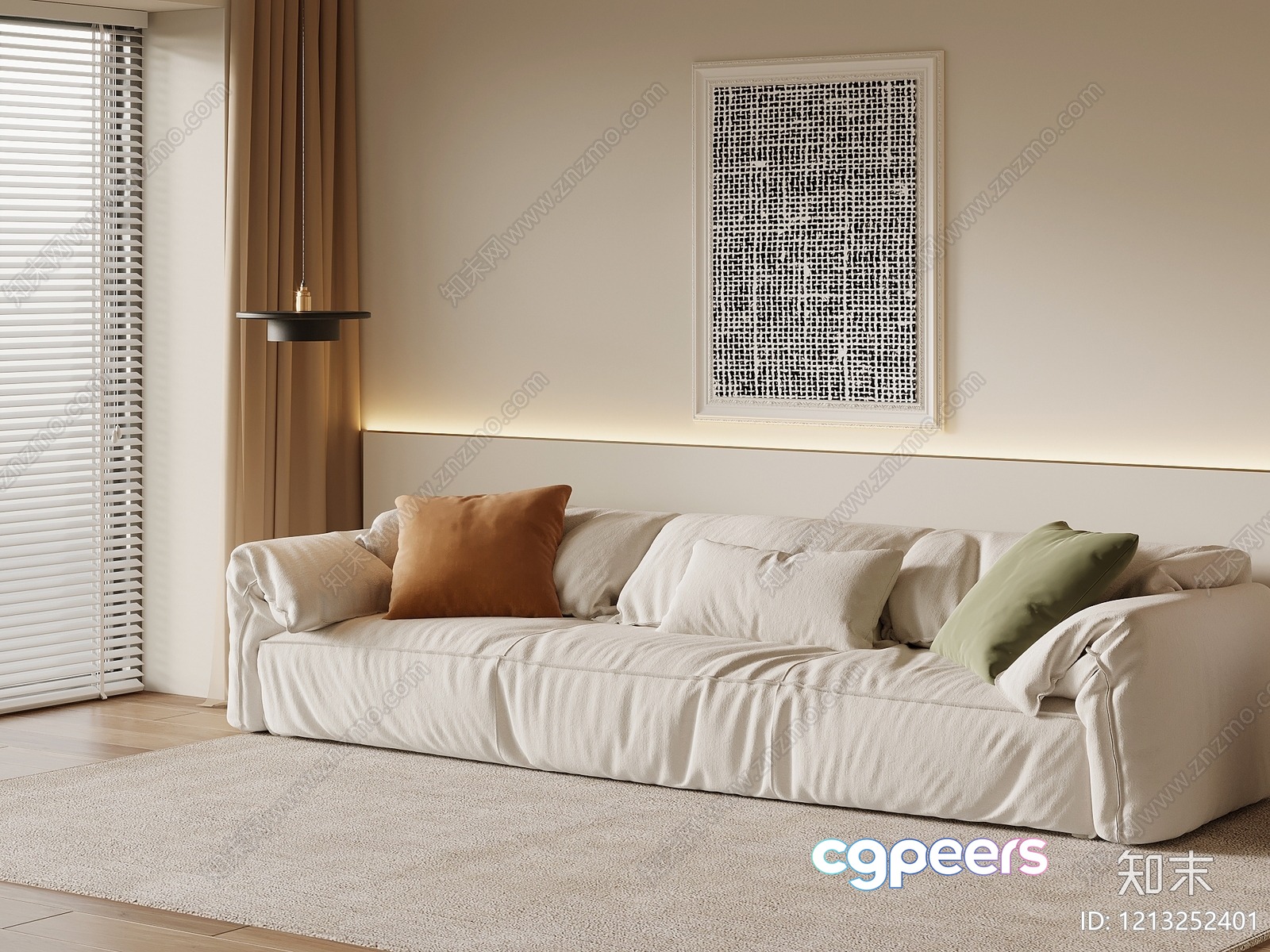 A White Couch 3D Model - 5228 - VRAY Render
