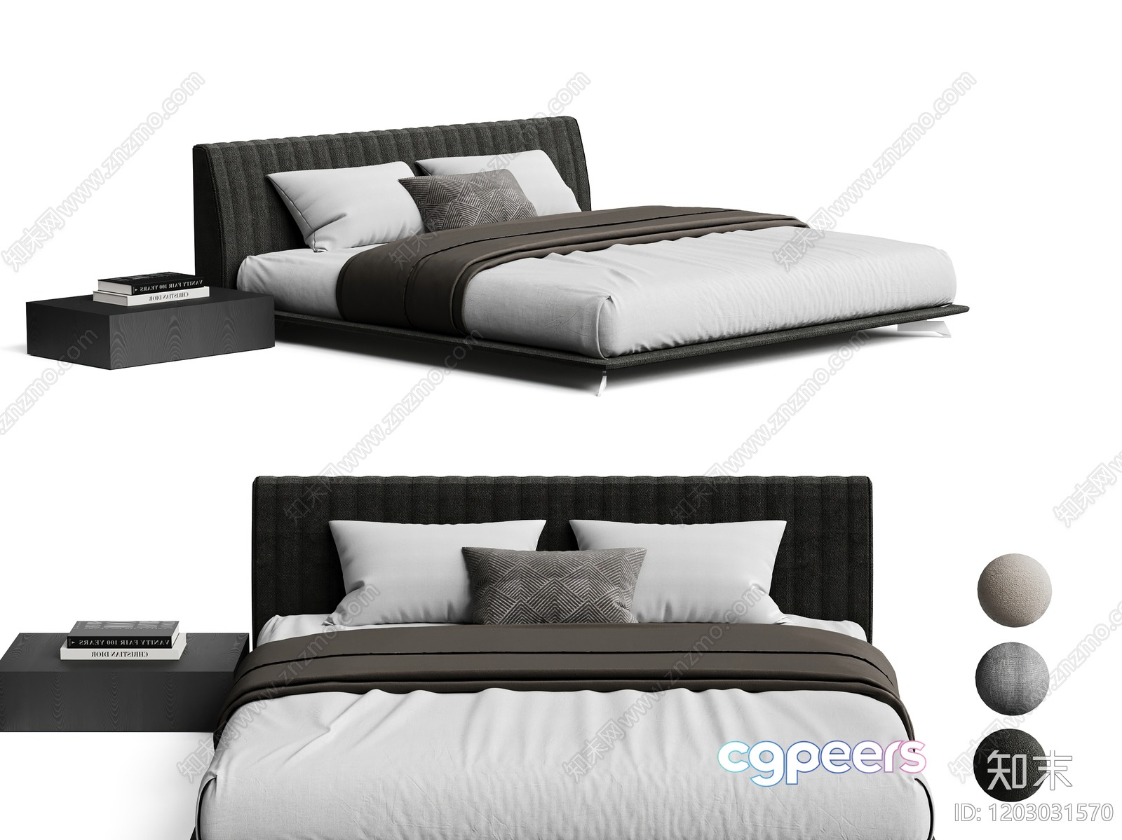Modern Bed And Nightstand Set 3D Model - 7341 - VRAY Render Modern Bed And Nightstand Set 3D Model - 7341 - VRAY Render