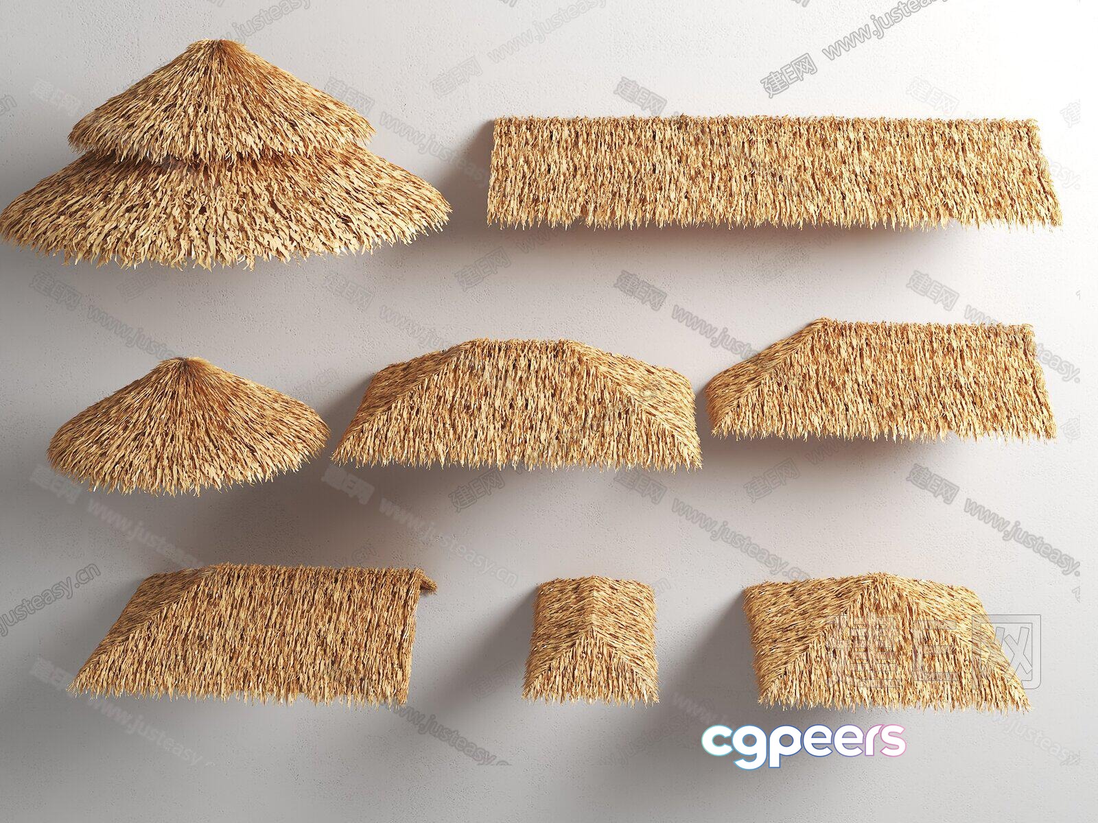 A Collection Of Thatched Roof Samples 3D Model - 15409 - VRAY Render