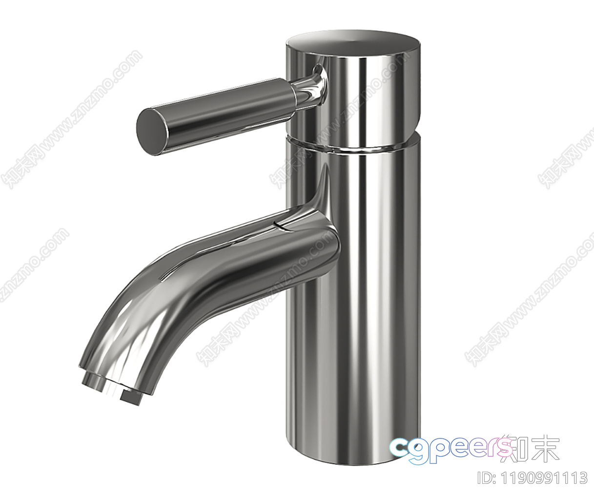 A Silver Faucet With A Handle 3D Model - 2942 - VRAY Render A Silver Faucet With A Handle 3D Model - 2942 - VRAY Render