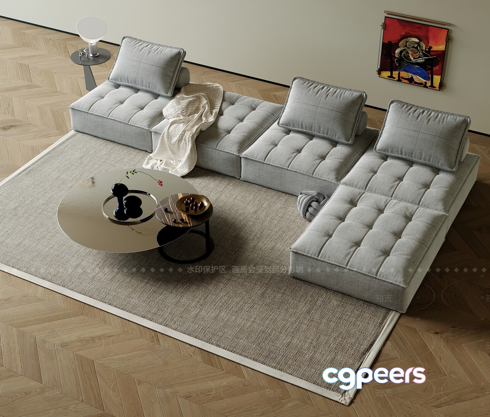 Modern Living Room 3D Model - 12348 - VRAY Render