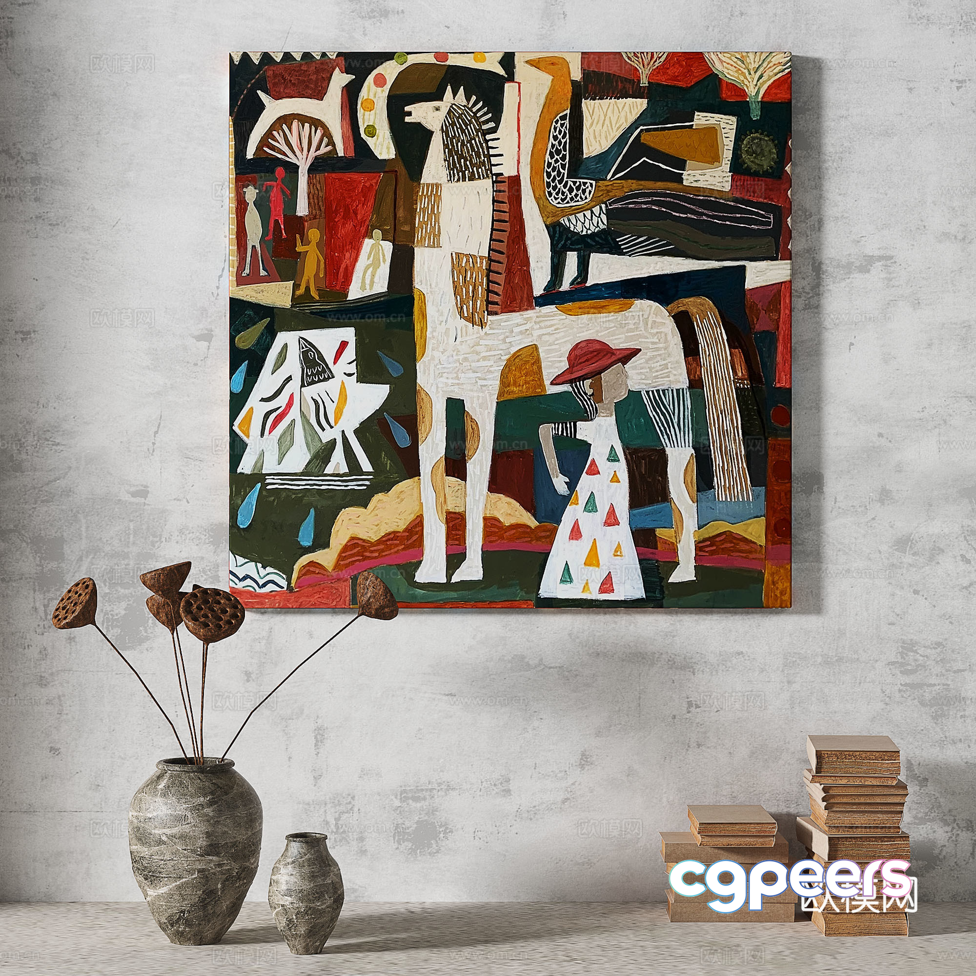 A Painting Of A Horse 3D Model - 4916 - VRAY Render