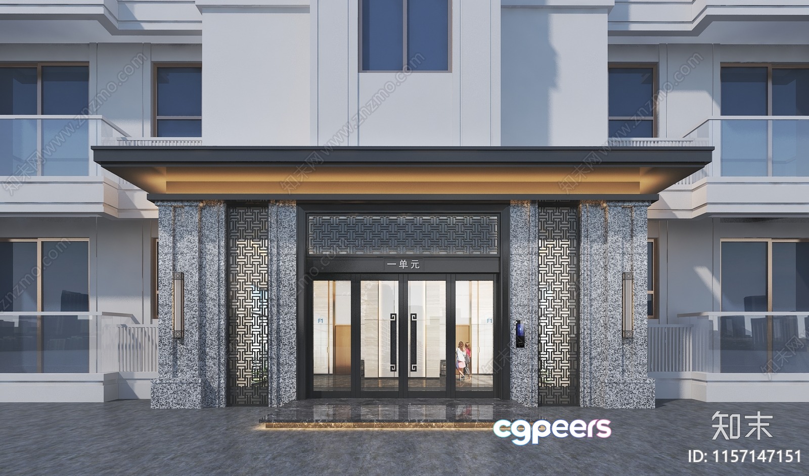 A Building With A Glass Door 3D Model - 10125 - VRAY Render A Building With A Glass Door 3D Model - 10125 - VRAY Render
