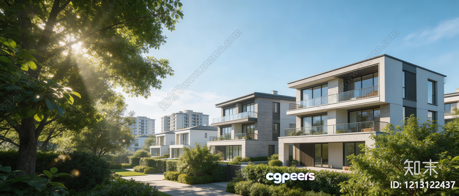 Modern Multi-Story Houses 3D Model - 3367 - VRAY Render Modern Multi-Story Houses 3D Model - 3367 - VRAY Render