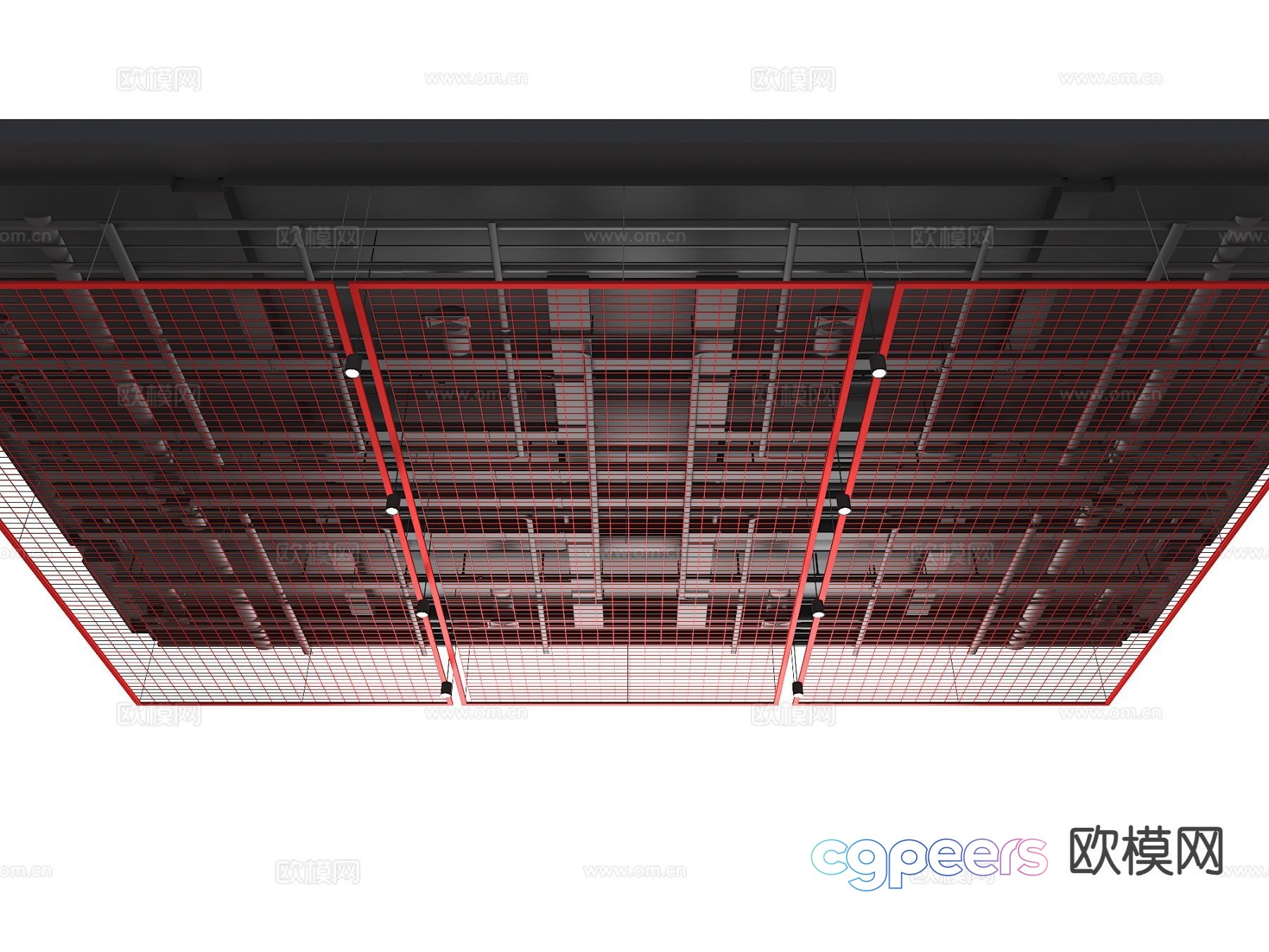 Red Metal Ceiling 3D Model - 13624 - VRAY Render