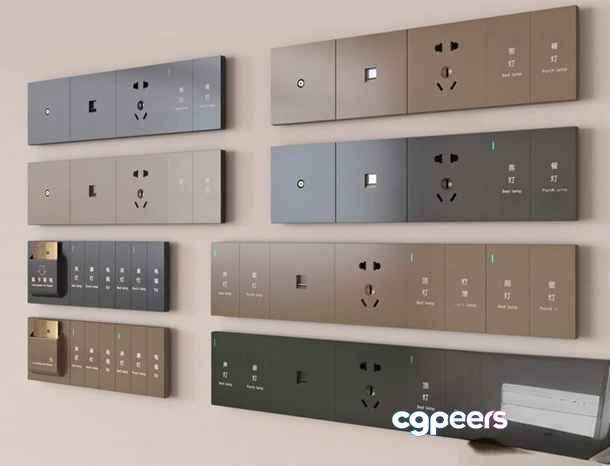 Modern Wall Control Panels 3D Model - 4051 - VRAY Render