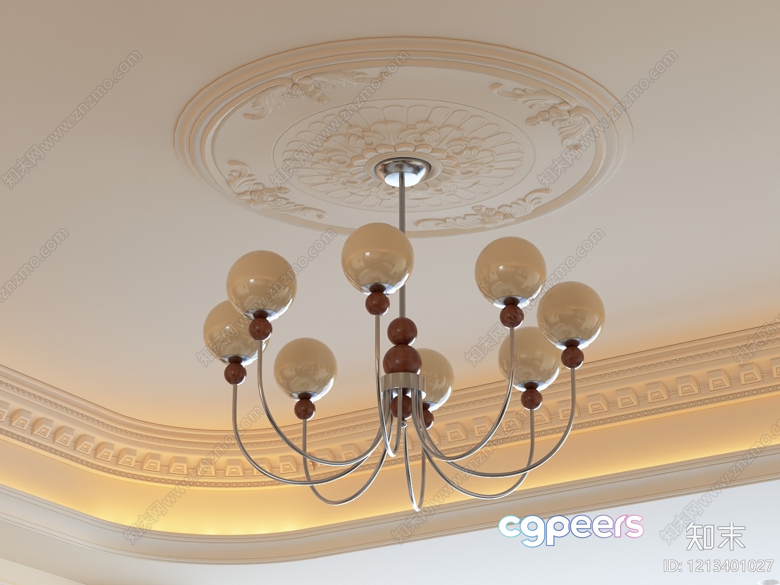 Gold Light Fixture 3D Model - 11050 - VRAY Render