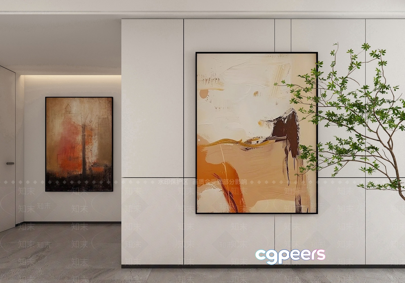 Modern Abstract Painting 3D Model - 12459 - VRAY Render