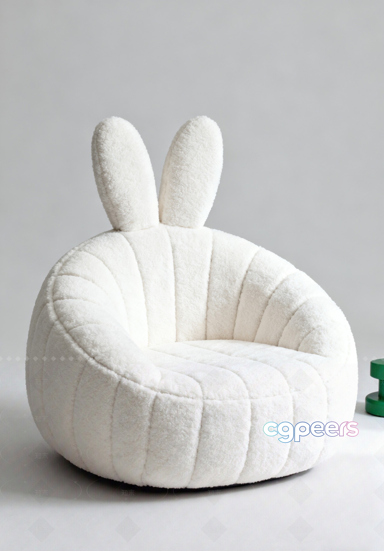 White Plush Chair 3D Model - 186 - VRAY Render