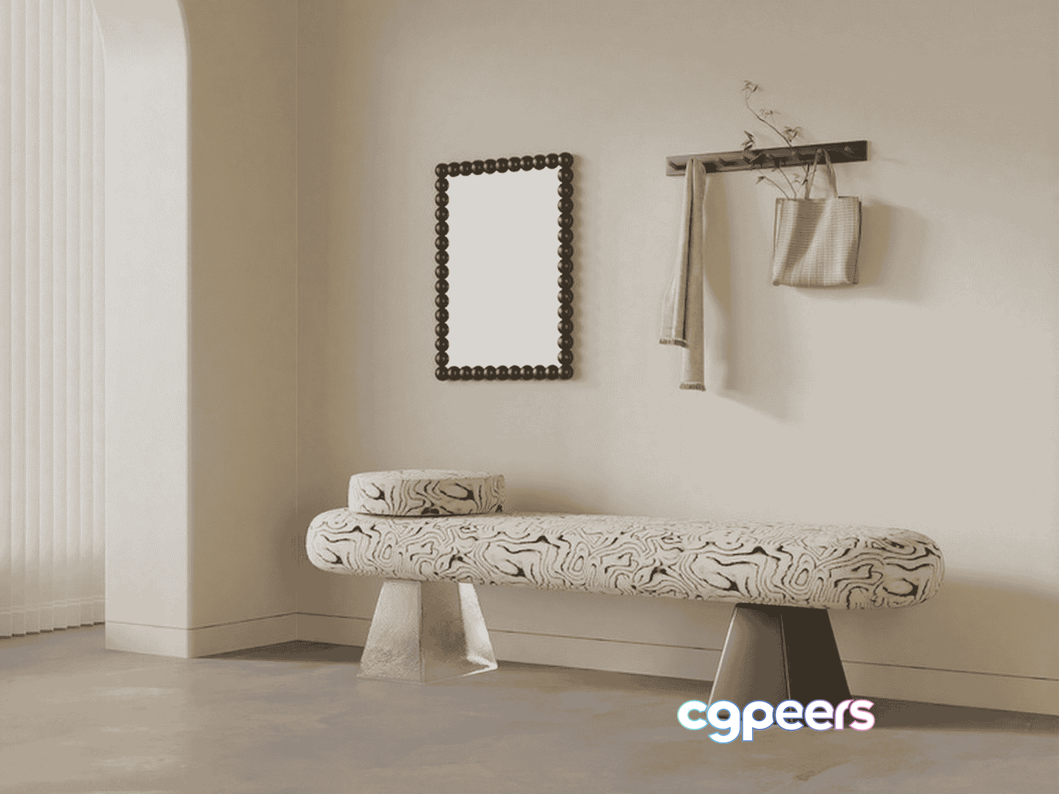 Modern White Bench 3D Model - 12398 - VRAY Render