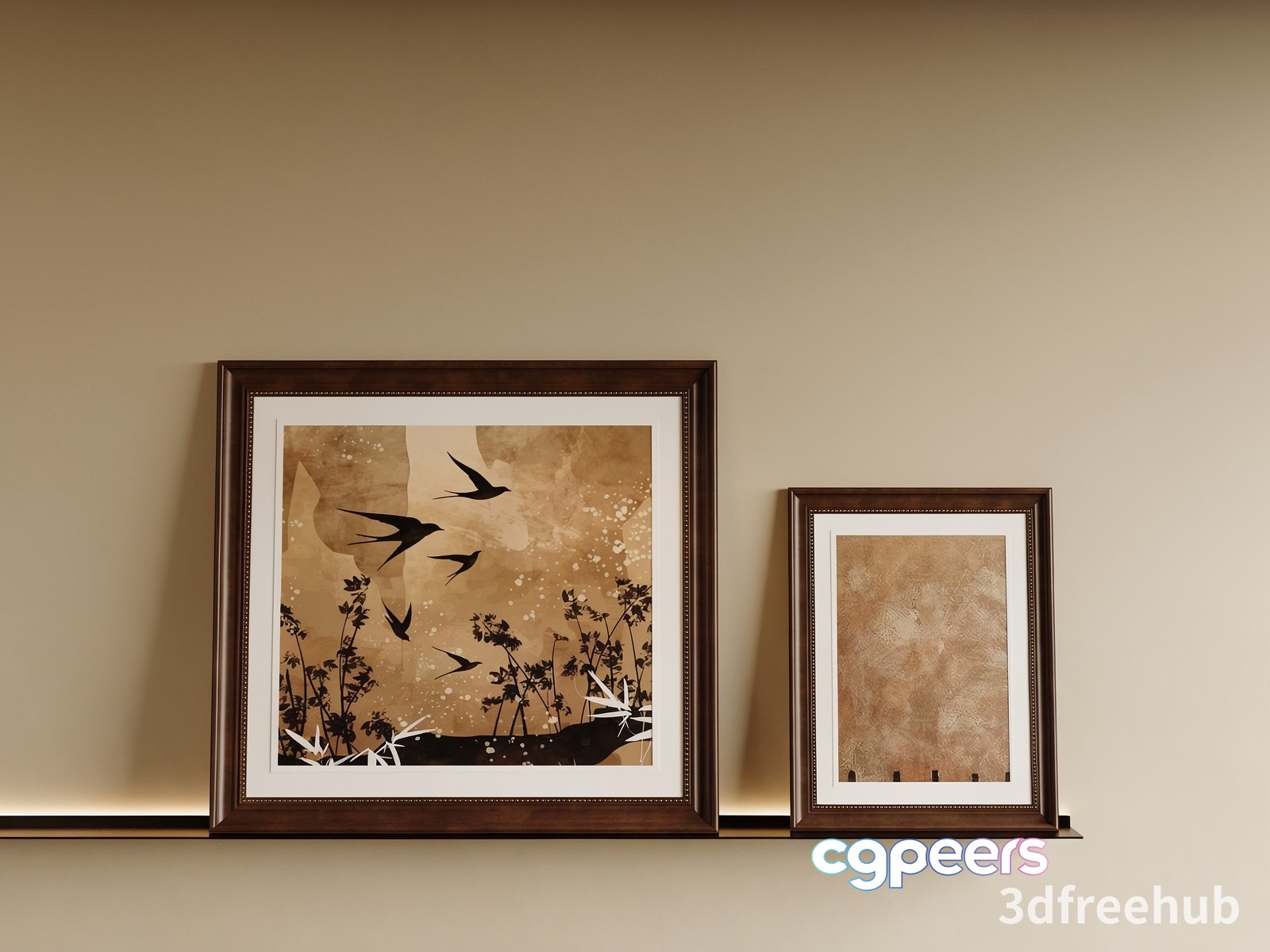 A Framed Picture With Birds 3D Model - 22957 - VRAY Render
