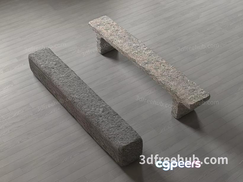 A 3D Rendering Of Two Stone Benches 3D Model - 20926 - VRAY Render