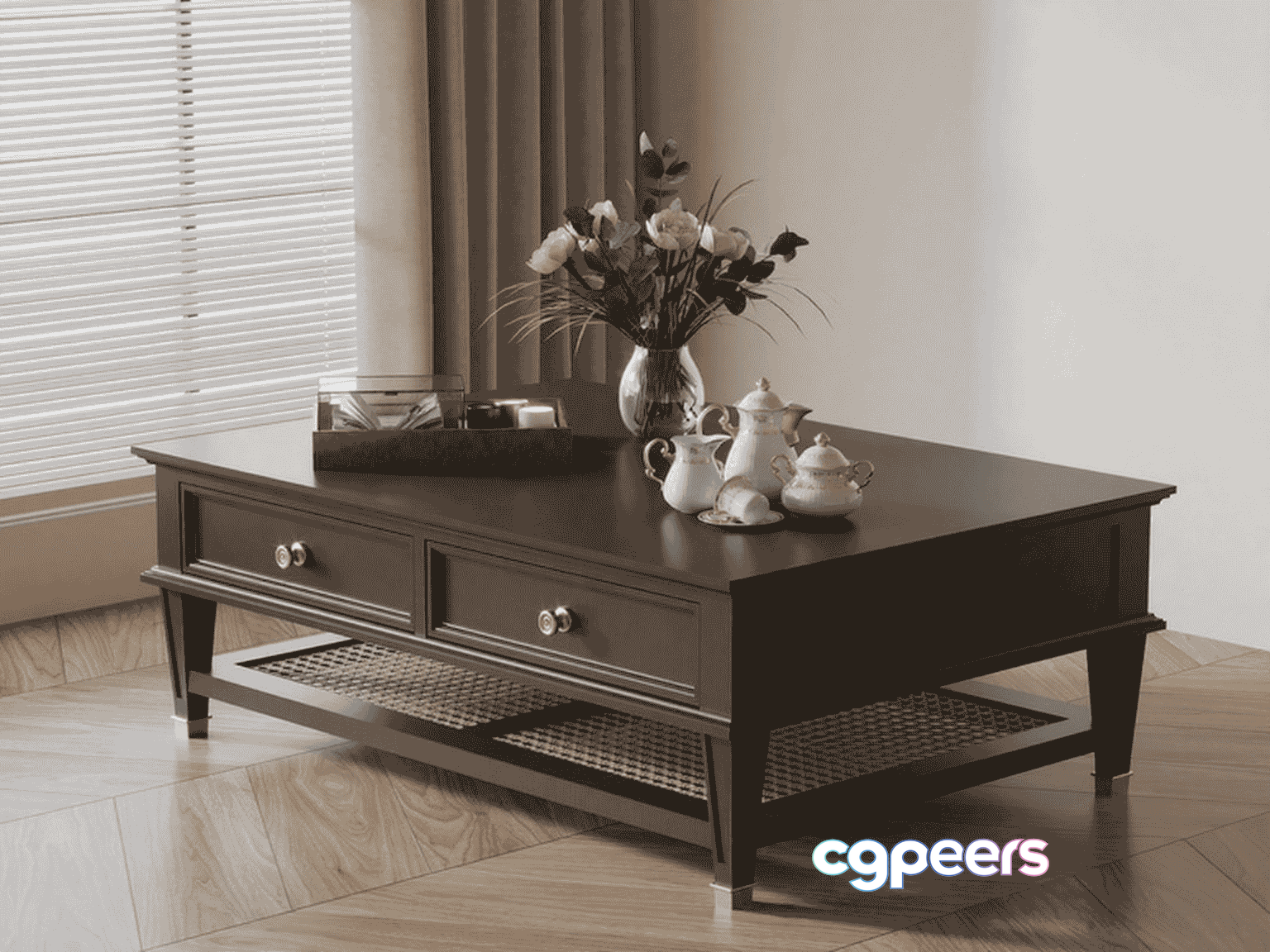A Dark Wood Coffee Table 3D Model - 11112 - VRAY Render