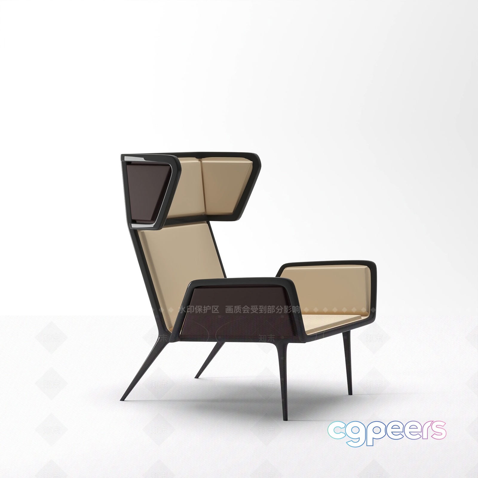 Modern High-Backed Chair 3D Model - 9871 - VRAY Render