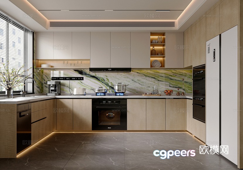Modern Kitchen 3D Model - 4439 - VRAY Render