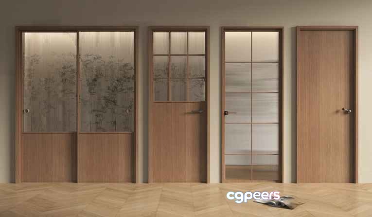 Wooden Interior Doors 3D Model - 5075 - VRAY Render
