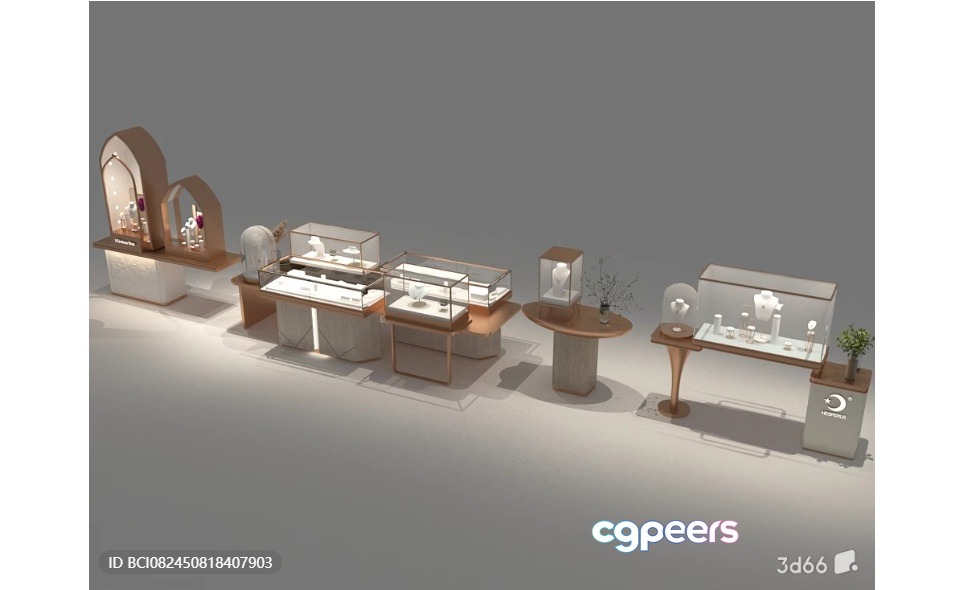 Modern Jewelry Display Cases 3D Model - 9453 - VRAY Render Modern Jewelry Display Cases 3D Model - 9453 - VRAY Render