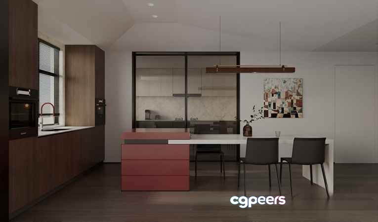 Modern Kitchen 3D Model - 12031 - CORONA Render
