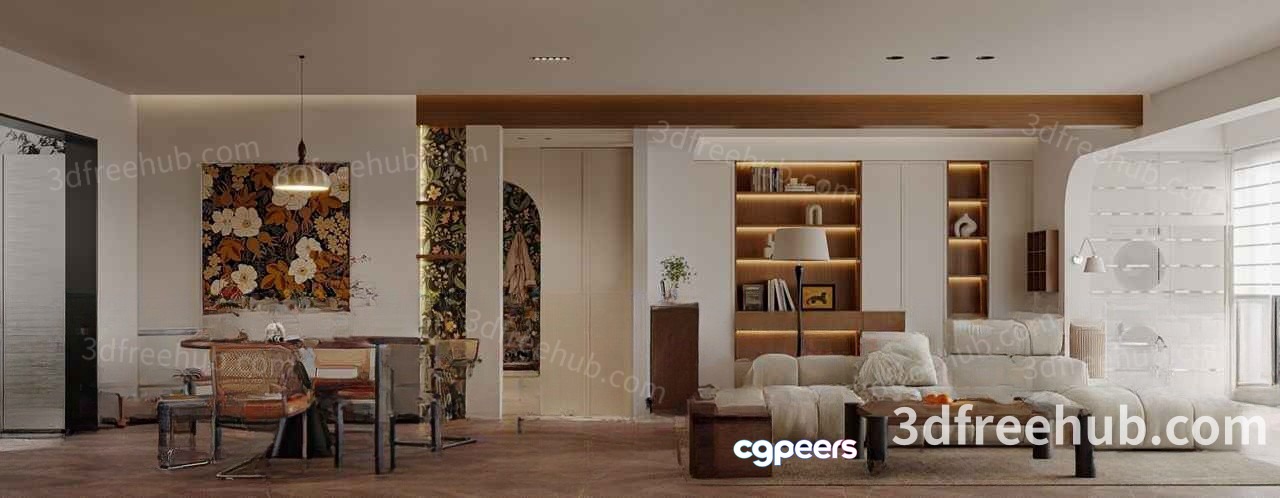 Modern Living Room 3D Model - 18909 - VRAY Render