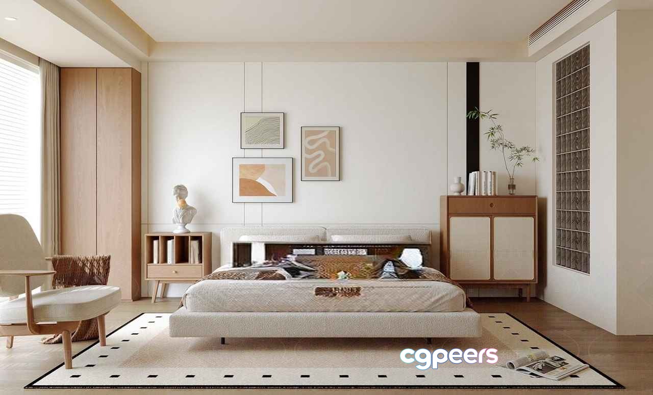 Modern Minimalist Bedroom 3D Model - 1393 - CORONA Render