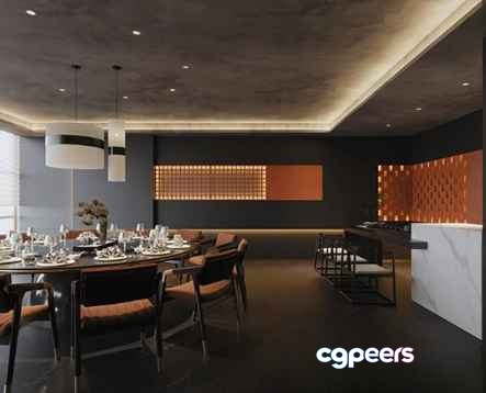 Modern Dining Room 3D Model - 12016 - CORONA Render