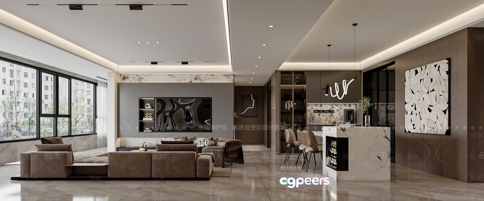 Modern Living Room 3D Model - 17506 - CORONA Render