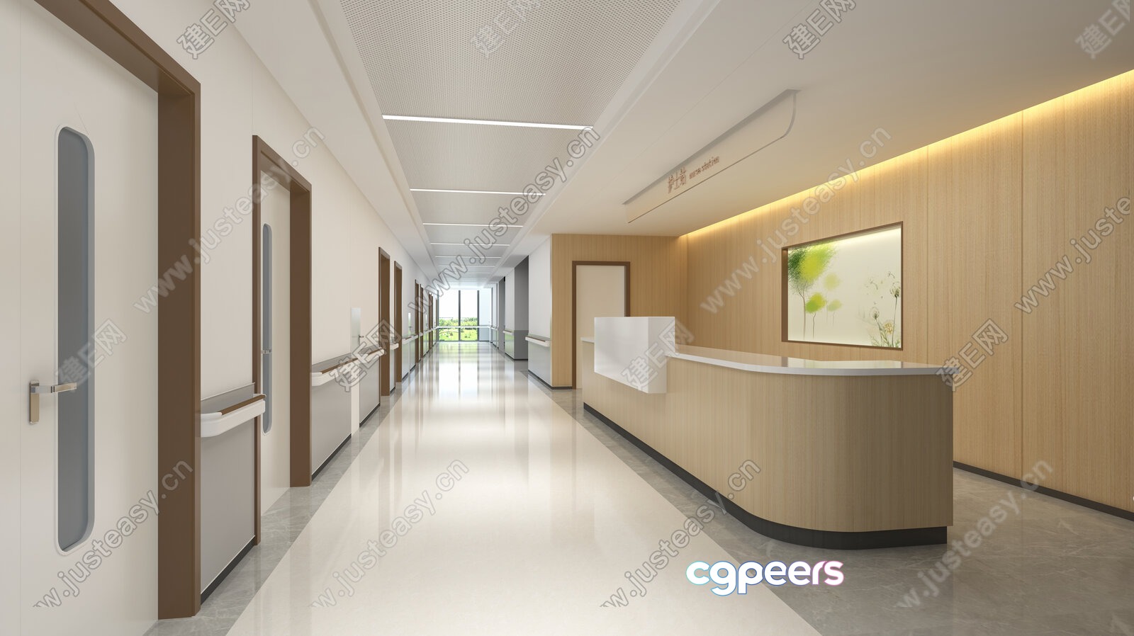 A Hospital Corridor 3D Model - 8130 - VRAY Render A Hospital Corridor 3D Model - 8130 - VRAY Render