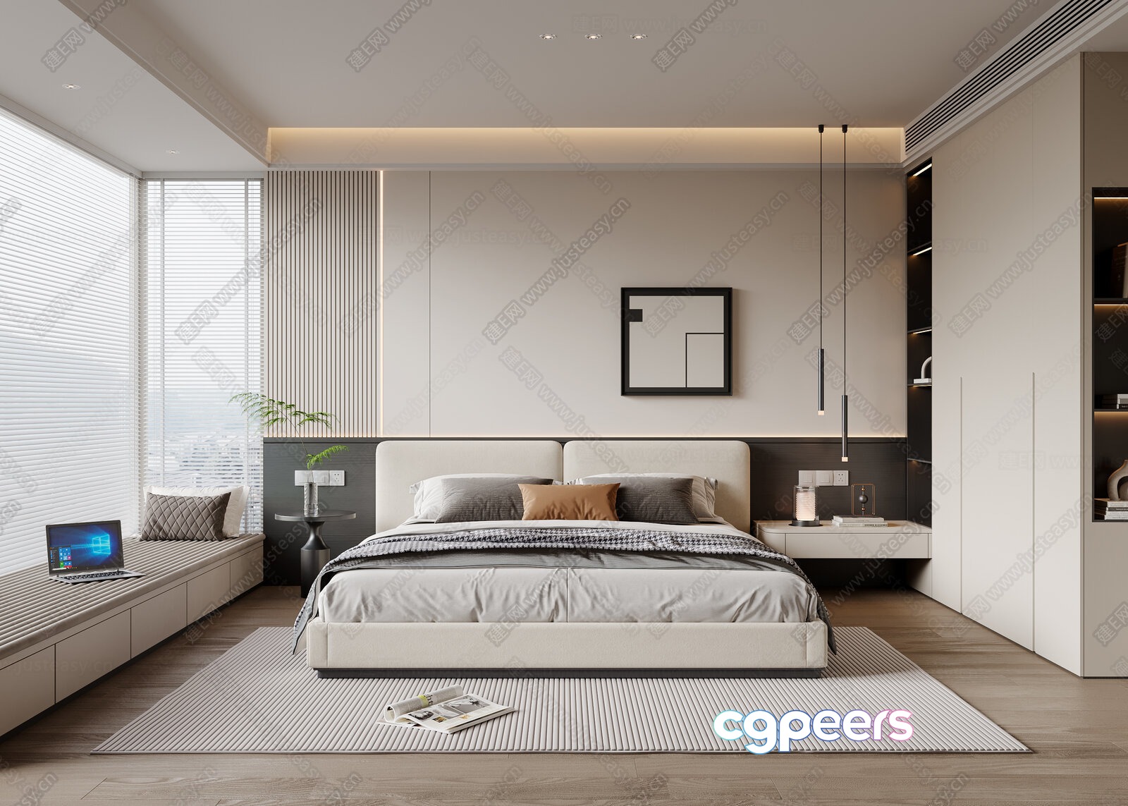 Modern Minimalist Bedroom 3D Model - 2869 - VRAY Render Modern Minimalist Bedroom 3D Model - 2869 - VRAY Render