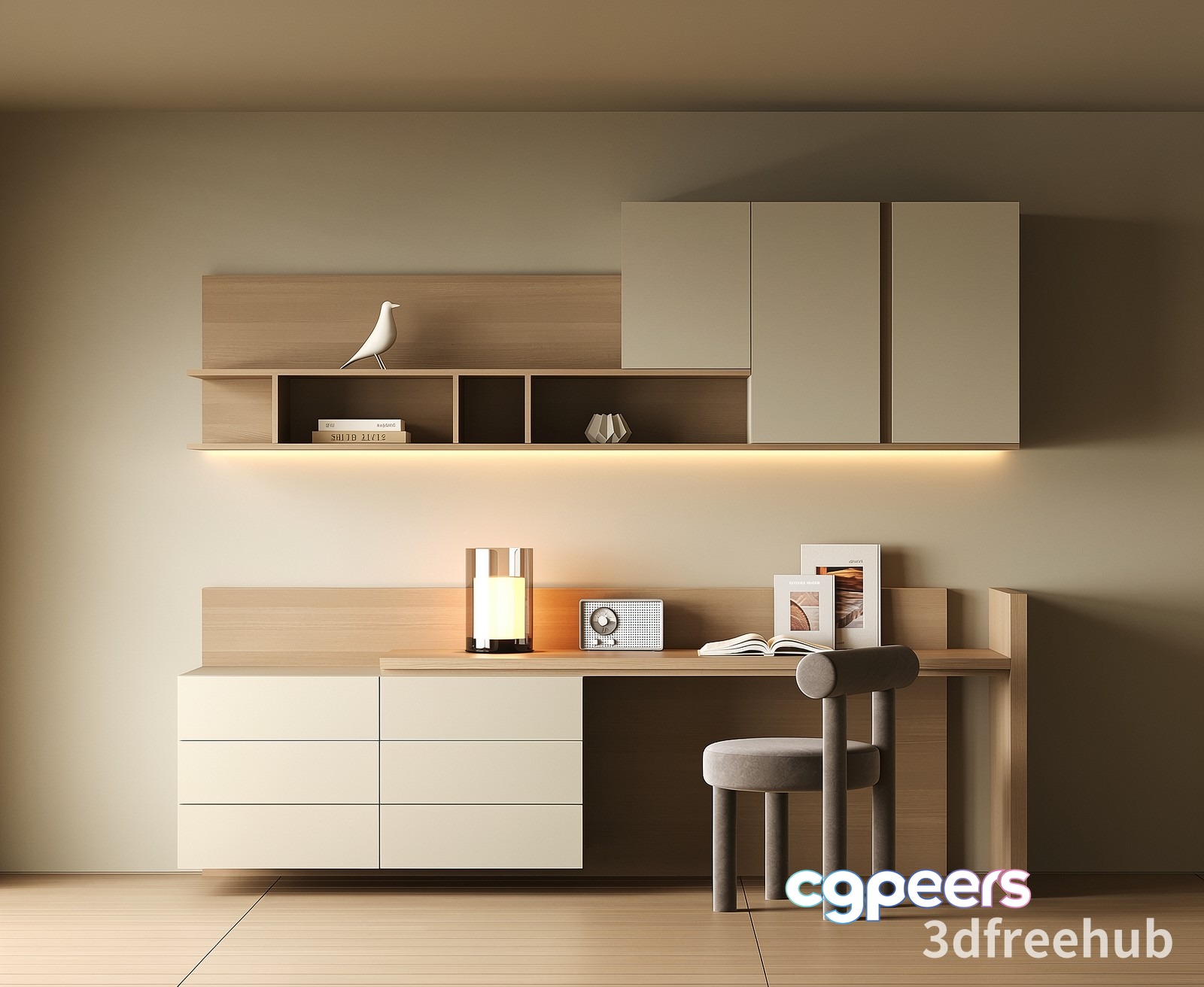 Modern Minimalist Desk Setup 3D Model - 21542 - VRAY Render Modern Minimalist Desk Setup 3D Model - 21542 - VRAY Render