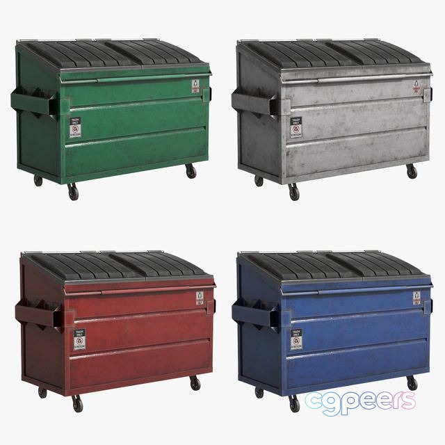 3D Game Assets - Garbage Dumpster 4 colors 3D Game Assets - Garbage Dumpster 4 colors
