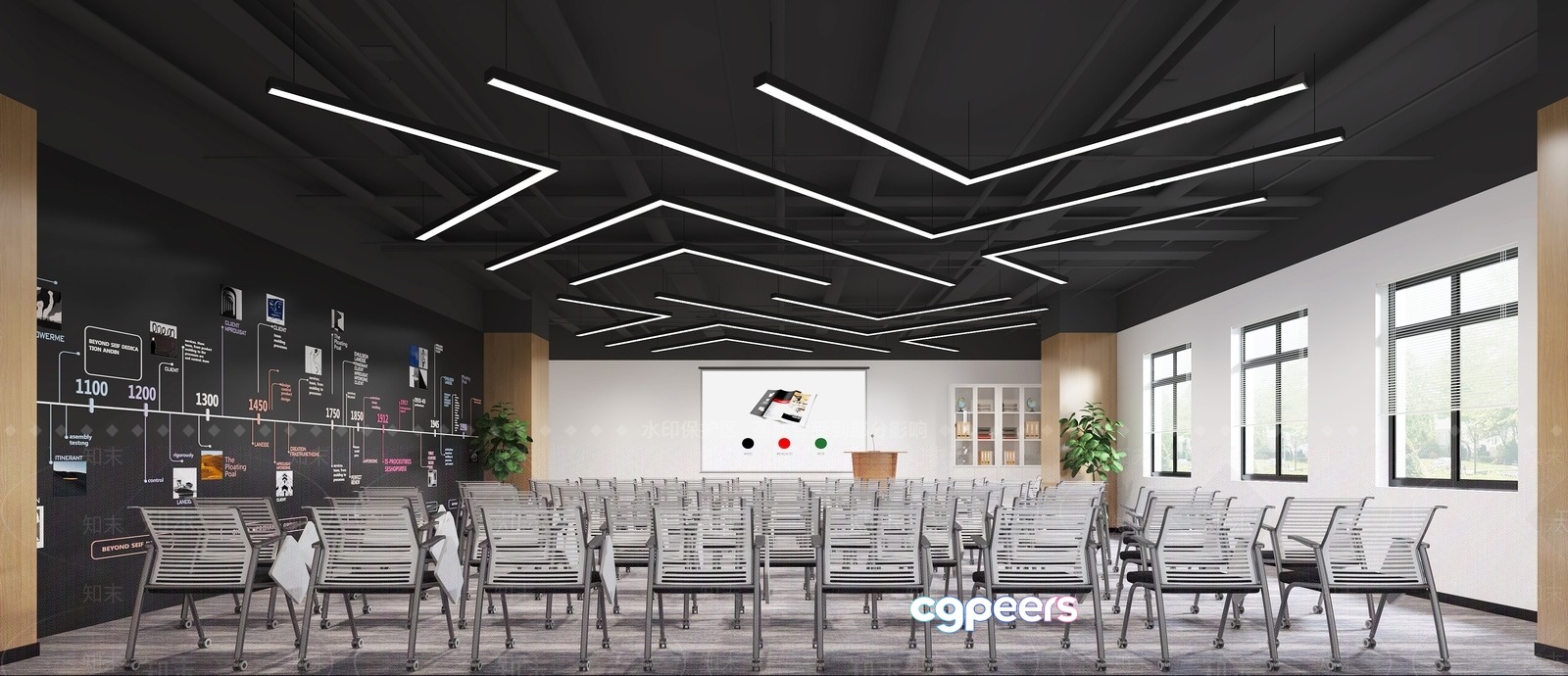 Empty Conference Room With Rows Of Chairs 3D Model - 11624 - VRAY Render Empty Conference Room With Rows Of Chairs 3D Model - 11624 - VRAY Render