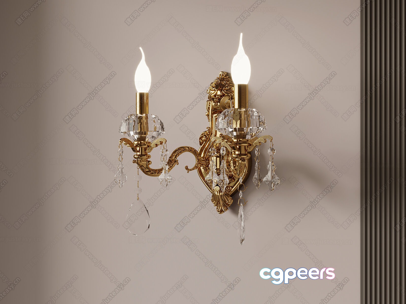 Gold Light Fixture 3D Model - 12678 - VRAY Render