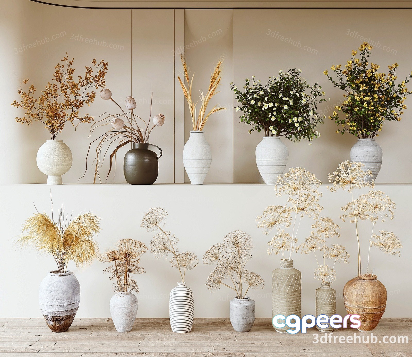 Modern Flower Vases 3D Model - 18756 - VRAY Render
