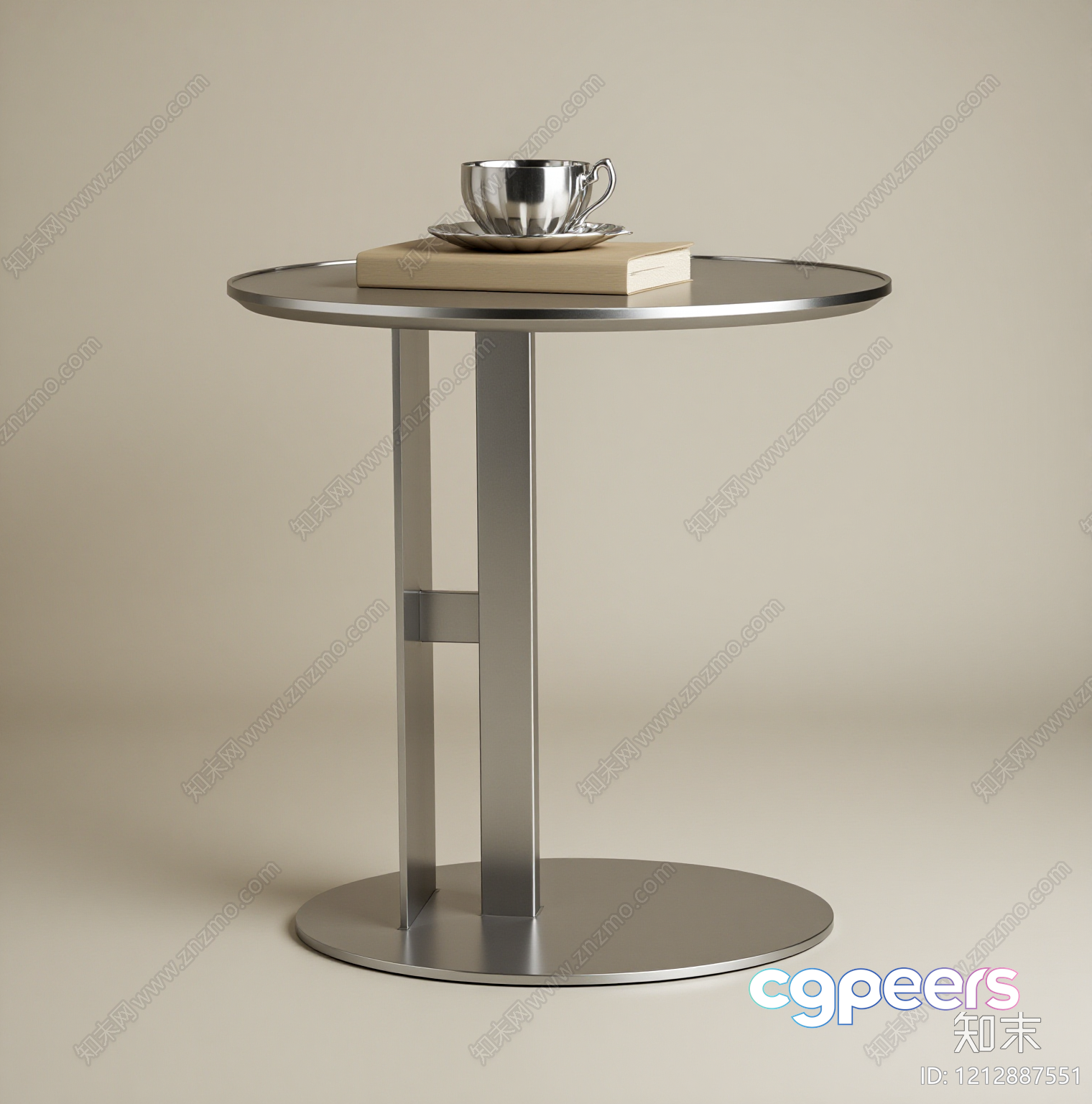 Silver Round Table 3D Model - 5313 - VRAY Render