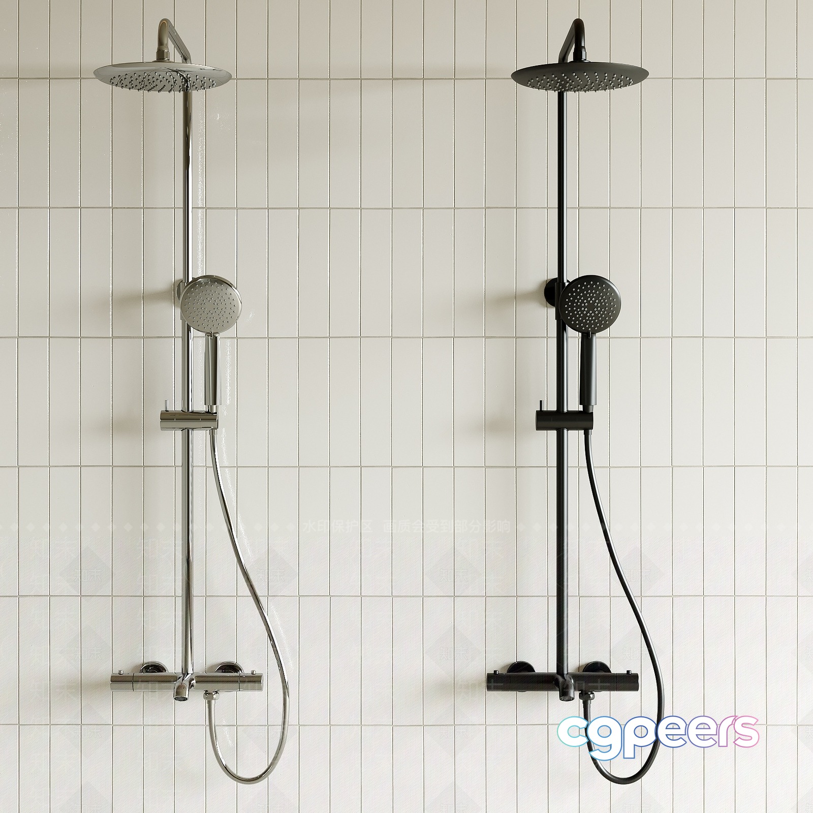 Modern Shower Fixtures 3D Model - 11397 - VRAY Render