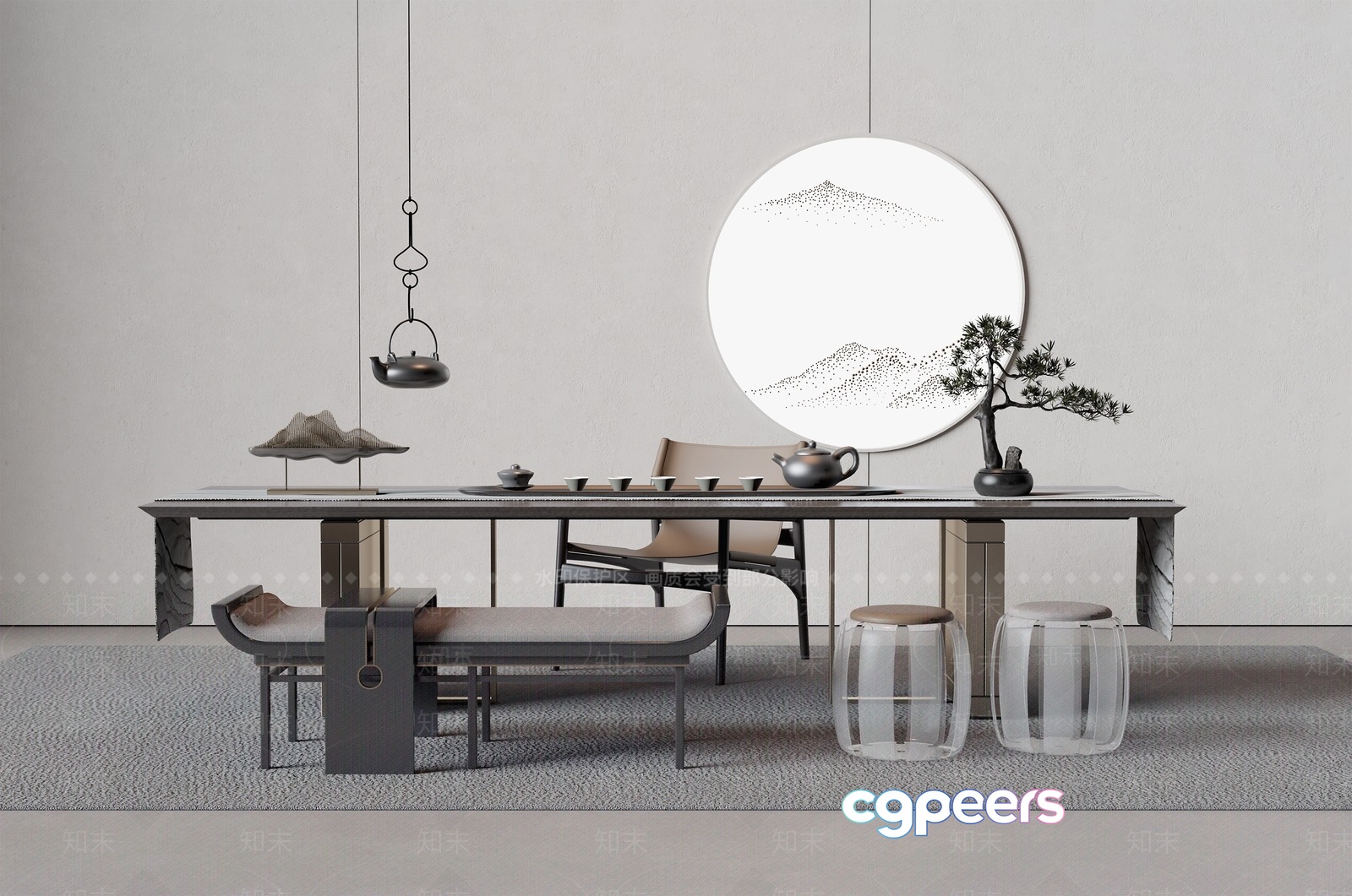 Modern Asian Dining Room 3D Model - 18021 - VRAY Render