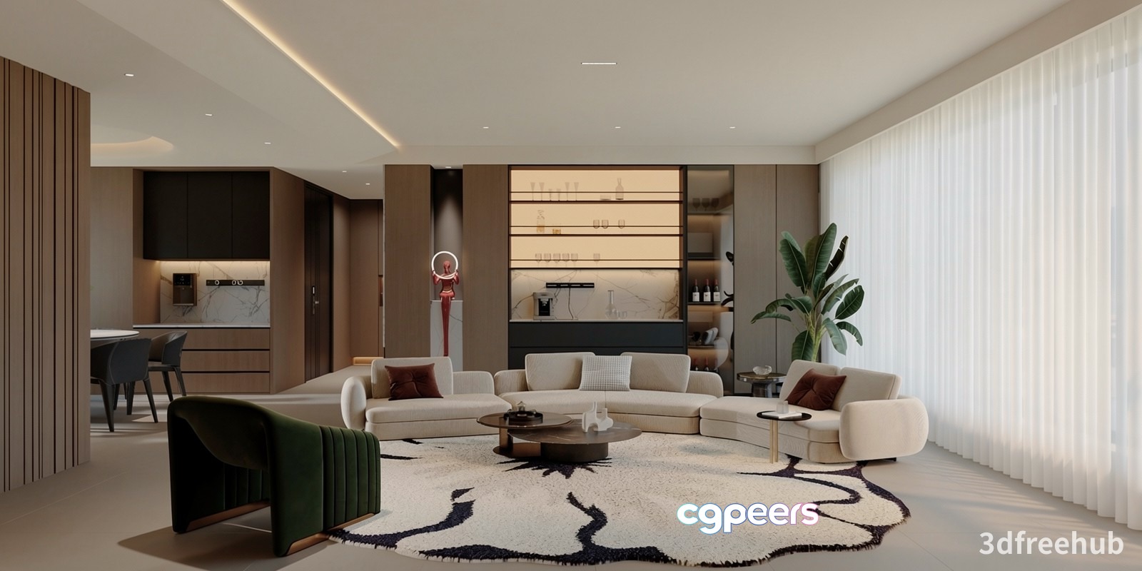 Modern Living Room 3D Model - 23001 - VRAY Render
