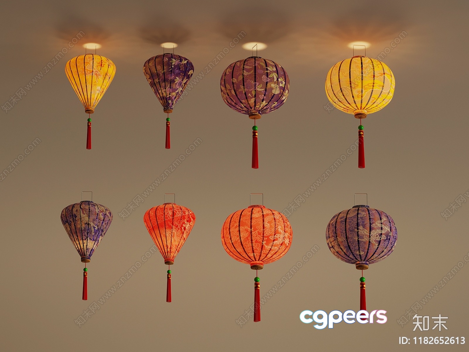 Traditional Chinese Lanterns 3D Model - 22515 - VRAY Render