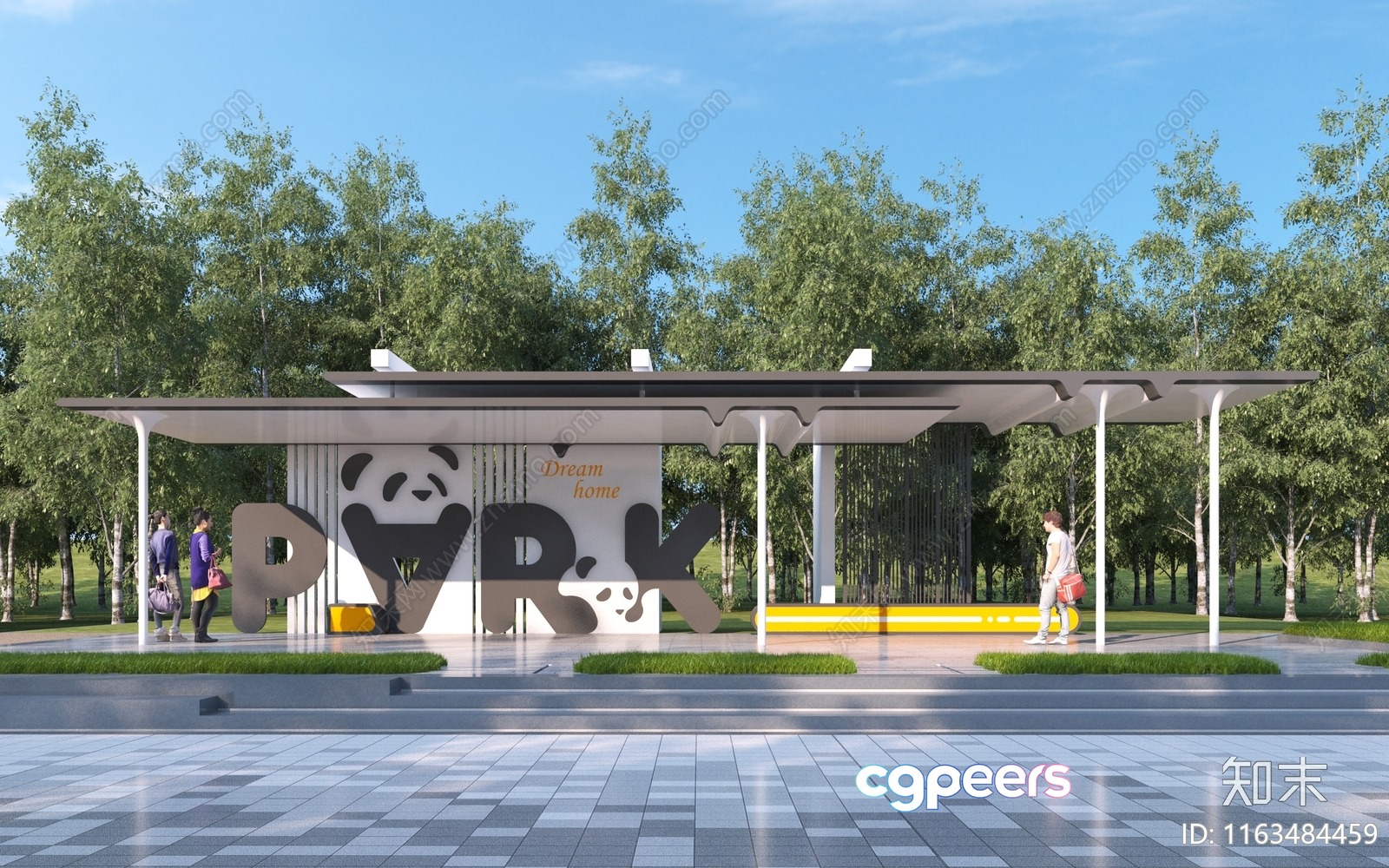 Modern Bus Stop 3D Model - 11076 - VRAY Render