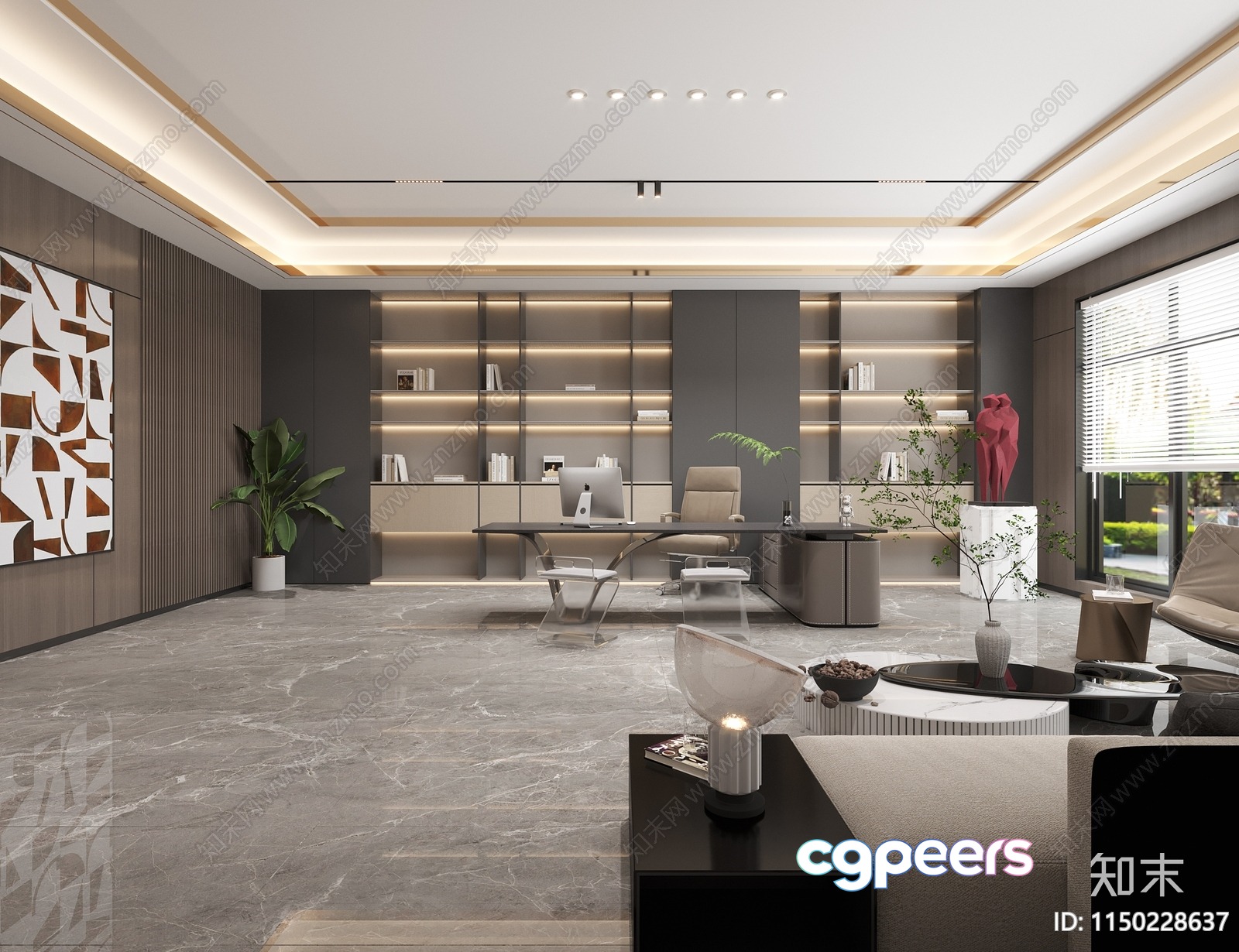 Modern Office Space 3D Model - 16002 - VRAY Render