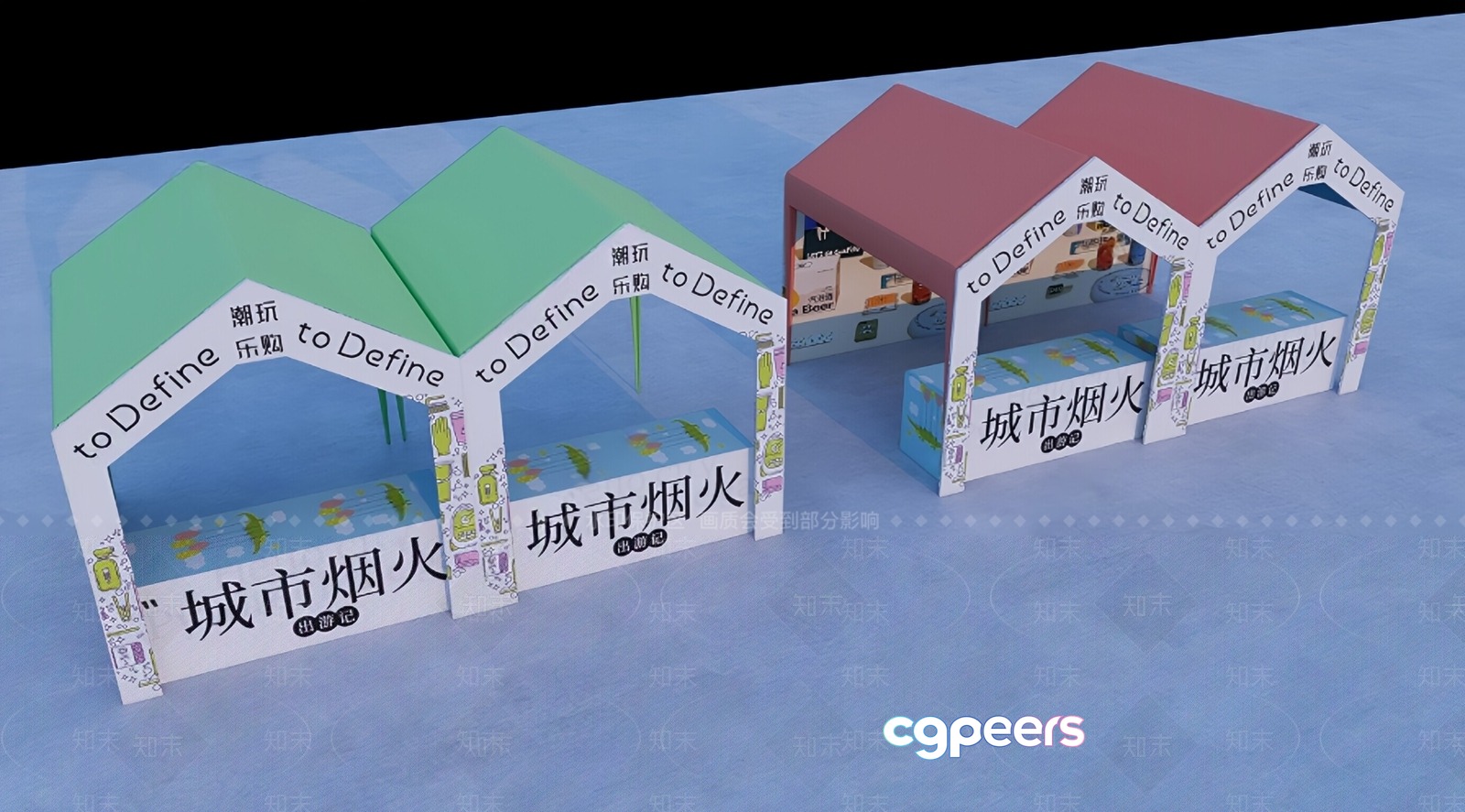 This Image Depicts A 3D Rendering Of A Market Stall Showcasing A 3D Model - 9038 - VRAY Render