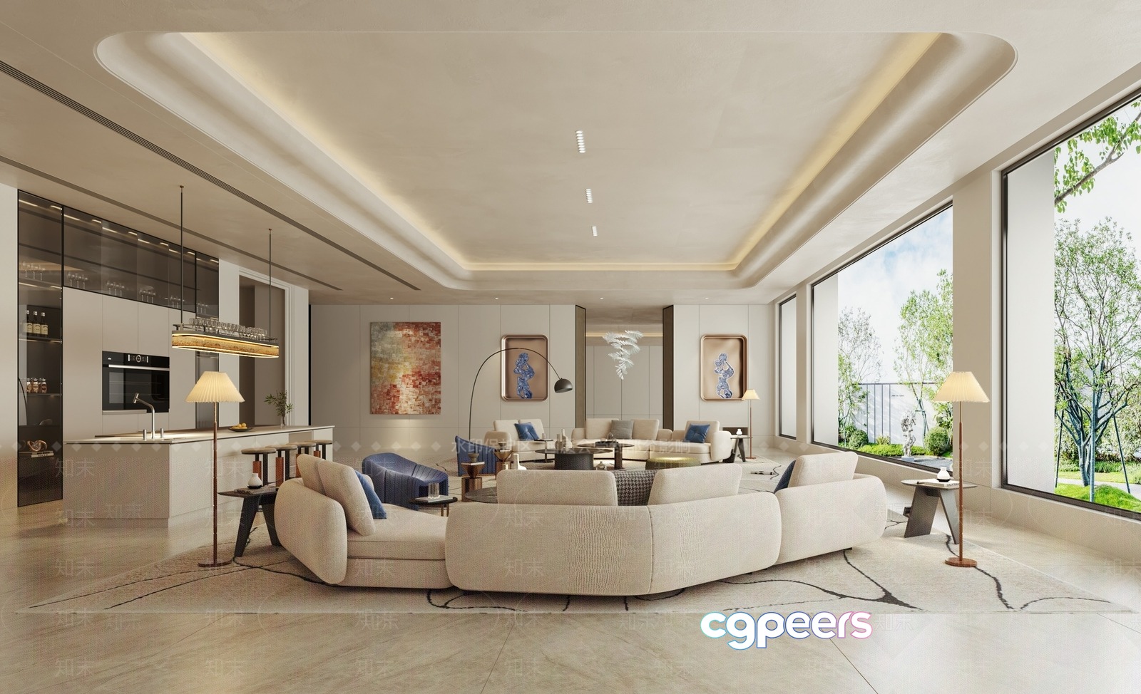 Modern Living Room 3D Model - 7422 - VRAY Render Modern Living Room 3D Model - 7422 - VRAY Render