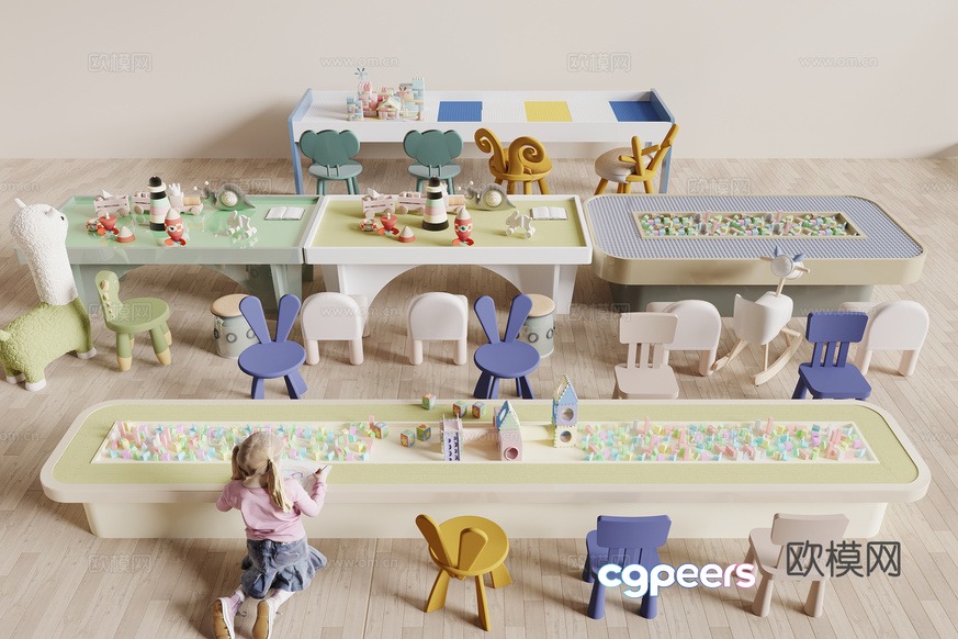 A Child Playing With Toys 3D Model - 9311 - CORONA Render