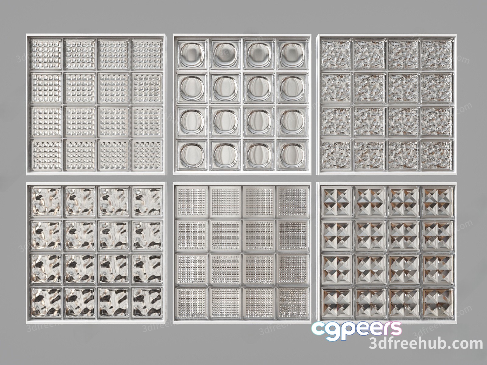 A Collection Of Glass Block Patterns 3D Model - 18747 - VRAY Render A Collection Of Glass Block Patterns 3D Model - 18747 - VRAY Render